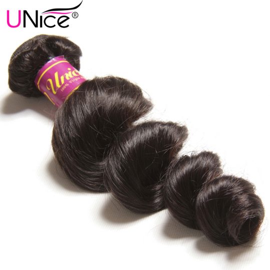 UNice Hair Company Brazilian Loose Wave Bundles Natural Color Non-remy Hair Weaving 1 Piece 100% Human Hair Extensions 16-26inch