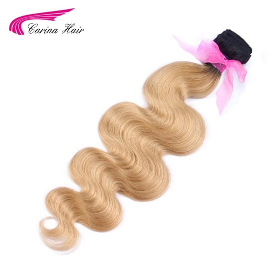 Carina Body Wave Ombre Brazilian Hair Dark Blonde Color Hair Weft 1PCS T1B/27# Human Hair Bundles Non-Remy Hair Free Shipping