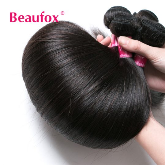 Beaufox Brazilian Hair Weave Bundles Straight Human Hair Bundles Non-remy Hair Extension Natural Color Can Buy 3 or 4 pcs
