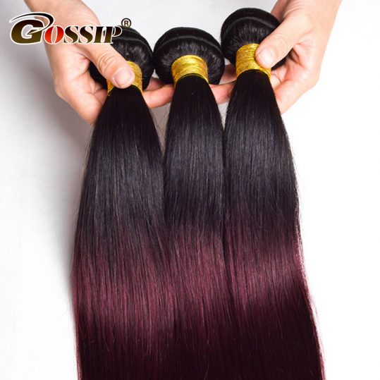 Gossip Ombre Brazilian Straight Hair Weave Bundles Two Tone Human Hair Bundles 1Piece Only Double Weft Hair Extension Non Remy