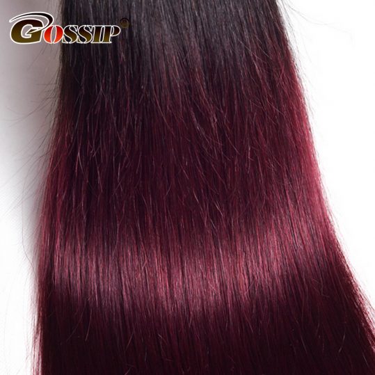 Gossip Ombre Brazilian Straight Hair Weave Bundles Two Tone Human Hair Bundles 1Piece Only Double Weft Hair Extension Non Remy