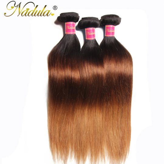 Nadula Hair T1B/4/27 Ombre Brazilian Straight Hair Extensions 1Piece Can Be Mixed Non Remy Hair Bundles 100% Human Hair Weaves