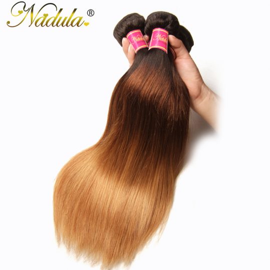 Nadula Hair T1B/4/27 Ombre Brazilian Straight Hair Extensions 1Piece Can Be Mixed Non Remy Hair Bundles 100% Human Hair Weaves