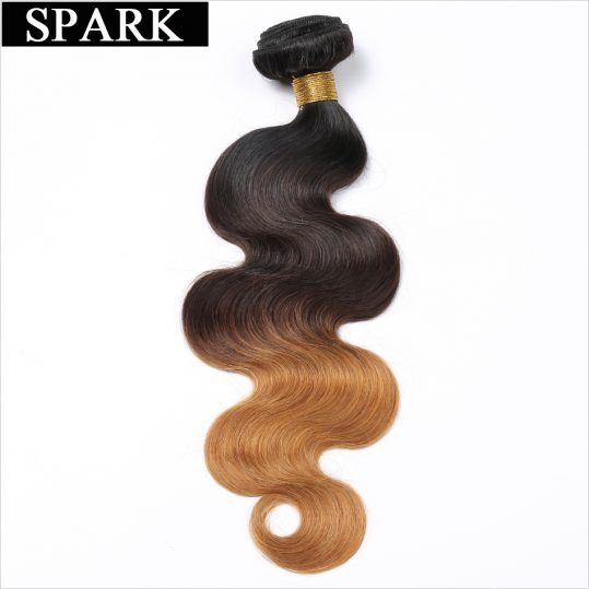 Spark Ombre Brazilian Body Wave 1PC T1B/4/27 3 Tone Non Remy Hair Bundles 100% Human Hair Weave Bundles 12-26inch Free Shipping