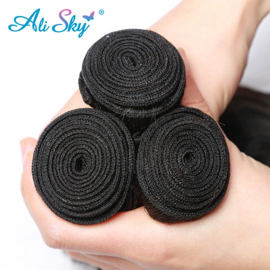 Ali Sky Company Body Wave Brazilian Hair Bundles Weaving Unprocessed Natural Black color Free Shipping can be curled nonremy