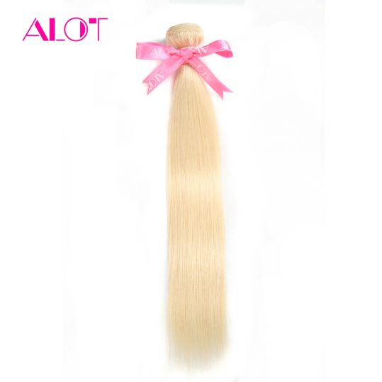 ALOT Hair 613 Honey Blonde Brazilian Hair Weave Human Hair Straight 1PC Non Remy Hair Bundles 12-24 Inch
