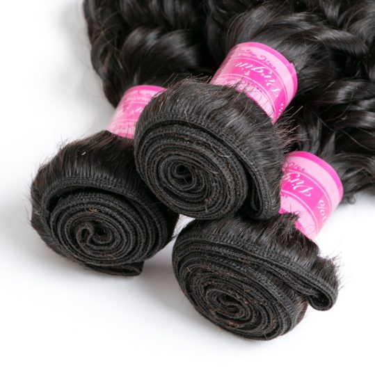 Luduna Human Hair Bundles Deep Wave Brazilian Hair Weave Bundles Non-remy Hair Extension Natural Color Can Buy 3 or 4 Bundles