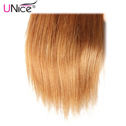 UNice Hair Company Ombre Brazilian Hair Straight Weave T1B/4/27 Non Remy Hair Bundles 100% Human Hair 1 Piece Can Mix Any Length