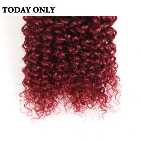 [TODAY ONLY] Burgundy Ombre Brazilian Hair Kinky Curly Weave Human Hair Bundles 1b 99j Non Remy Hair Can Buy 3 or 4 Bundles