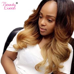 Ombre Brazilian Hair Body Wave Can Buy 3 or 4 Hair Bundles With Lace Closure Human Hair Bundles 1B 4/27 Non Remy Beauty Lueen