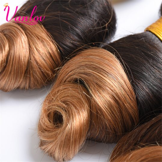 Vanlov Ombre Brazilian Hair Loose Wave Bundles Blonde Human Hair Weave Bundles Non Remy Hair Extension T1B/27 1PC Free Shipping