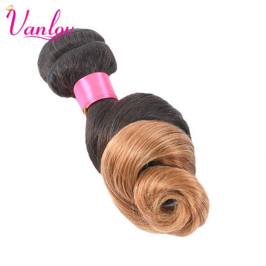 Vanlov Ombre Brazilian Hair Loose Wave Bundles Blonde Human Hair Weave Bundles Non Remy Hair Extension T1B/27 1PC Free Shipping