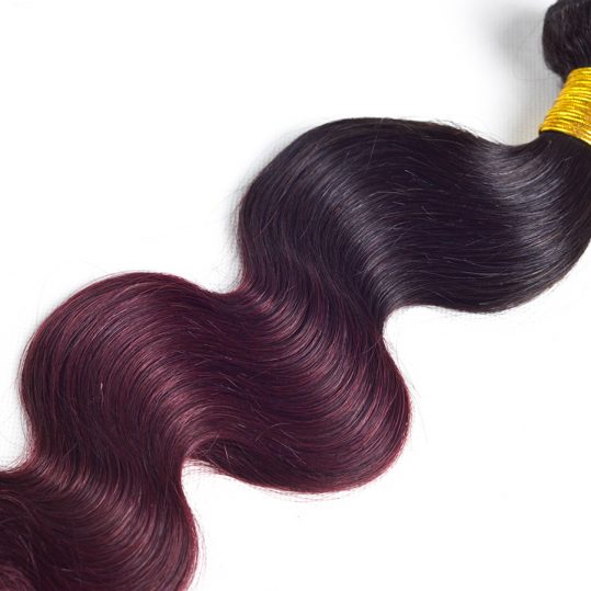 Wonder girl Ombre Brazilian Body Wave Hair Bundles 1B 99J/Burgundy Two Tone Human Hair Extensions 1PC Non Remy Hair