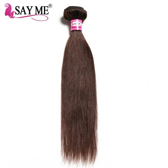 SAY ME Brazilian Straight Hair Weave Bundles Color 2 Dark Brown Colored Non-Remy Human Hair Extensions Can Buy 3/4 bundles
