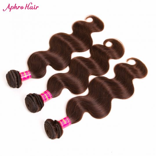 Aphro Hair Brazilian Body Wave Human Hair Extensions 1 Piece Non-Remy Hair Bundles Light Brown Color #4 Free Shipping 8"-28"