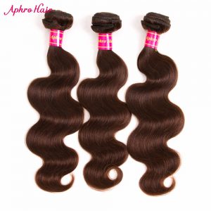 Aphro Hair Brazilian Body Wave Human Hair Extensions 1 Piece Non-Remy Hair Bundles Light Brown Color #4 Free Shipping 8"-28"