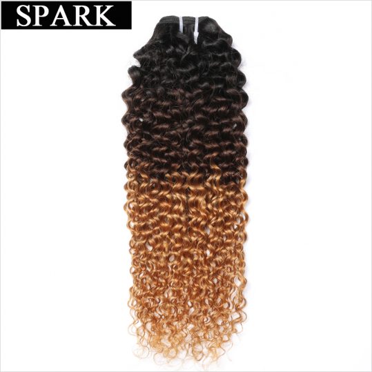 Spark 3 Tone Ombre Brazilian non Remy Hair T1B/4/27 Kinky Curly Weave Human Hair Extensions Can Buy 4 Bundles Free Shipping