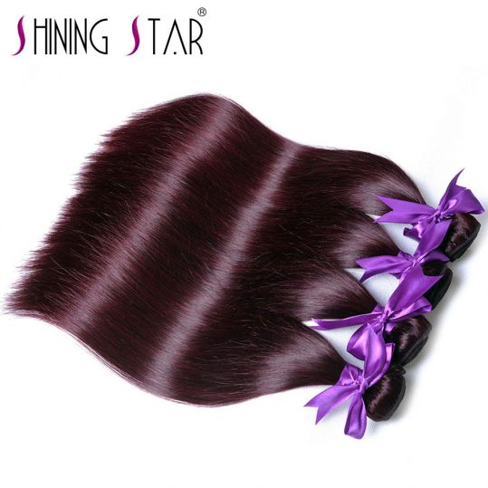 Burgundy Brazilian Hair Straight Bundles Red Hair Extensions Weave Shining Star Non Remy Human Hair 10-26 inches Thick Weft 1Pc