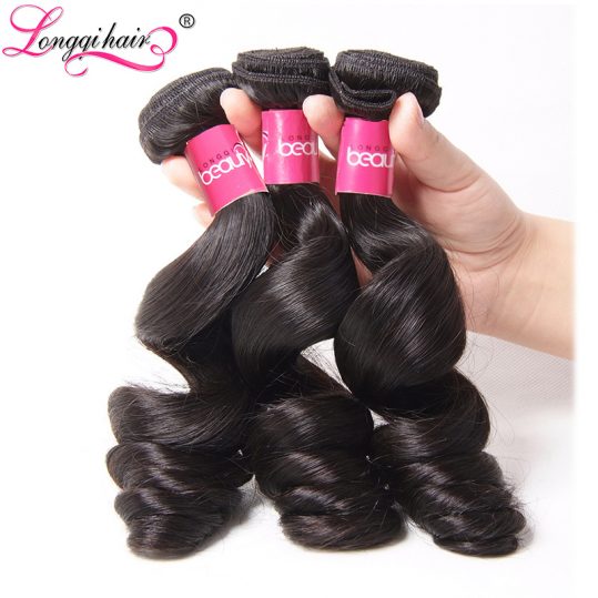 LONGQI HAIR Loose Wave Brazilian Hair Bundles Natural Color Non Remy Human Hair Weave 16 18 20 22 24 26 Inch 1PC Free Shipping