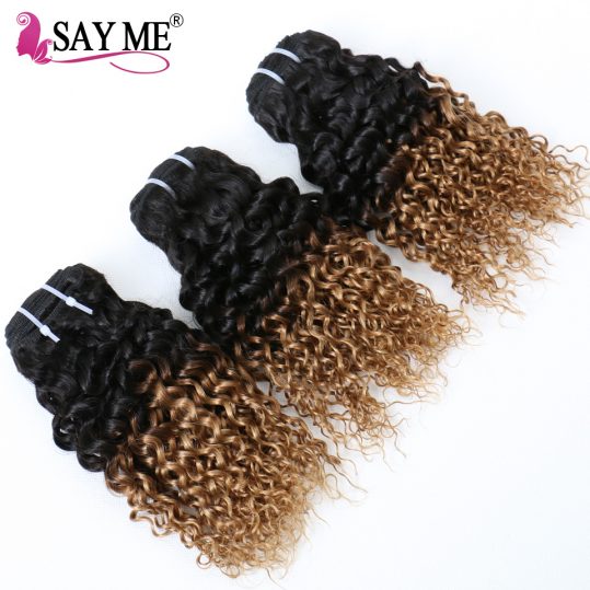 Kinky Curly Weave Human Hair Bundles Ombre Brazilian Hair Weave Bundles 2 Tones 1b/27 Can Buy 3/4 Non Remy SAYME Hair Extensions
