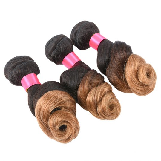 Luduna Ombre Brazilian Loose Wave Hair Bundles Human Hair Weave Bundles 1B/27 Color 2 Tone Non-remy Hair Extensions Can Buy 4Pcs
