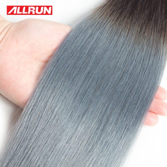 ALLRUN Brazilian Straight Hair T1b/grey Ombre Hair Bundles 100% 14"-20" Non Remy Ombre Human Hair Extensions Free Shipping 1PC