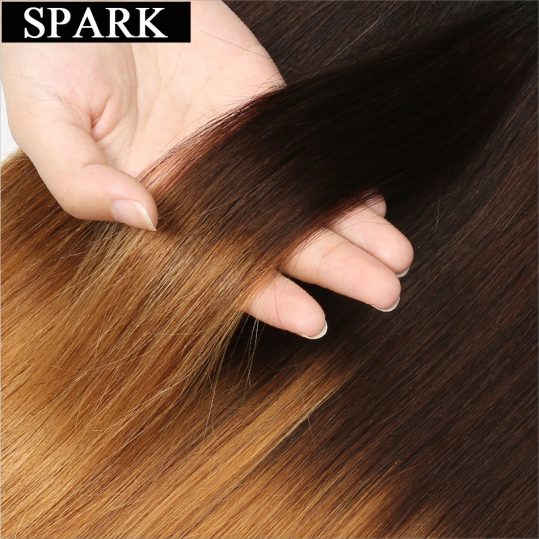 Spark 1PC Ombre Brazilian Straight Hair Weave Bundles 1B/4/27 3 Tone Human Hair Extensions 12"-26" non Remy Hair Free Shipping