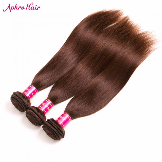Aphro Hair Brazilian Straight Hair 1 Piece Non-Remy Hair Bundles 100% Human Hair Extensions 8"-28" Free Shipping Light Brown #4