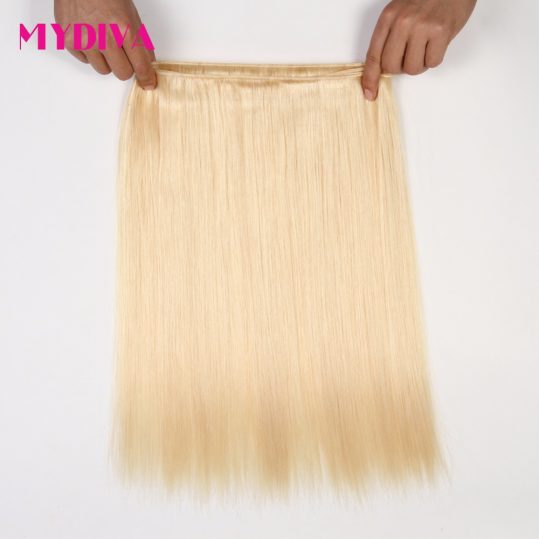 Mydiva 613 Blonde Hair Weaves Brazilian Hair Bundles 100% honey Straight Hair Extensions No Shed Tangle Non-remy Can Last 1 year