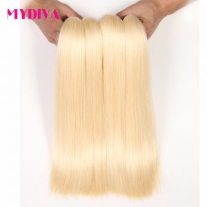 Mydiva 613 Blonde Hair Weaves Brazilian Hair Bundles 100% honey Straight Hair Extensions No Shed Tangle Non-remy Can Last 1 year