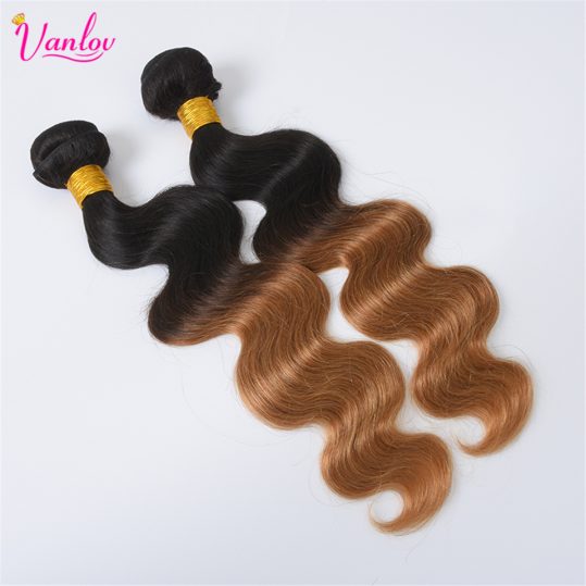 Vanlov Ombre Brazilian Body Wave Human Hair Weave Bundles Blonde Hair Extension 2 Tone T1B/27 Non Remy Can Buy 3/4/5 Bundles