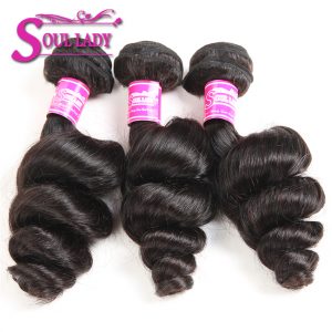 Soul Lady Brazilian Loose Wave Hair Bundles 100% Human Hair Bundles Natural Color Non-Remy Hair Extension Can Buy 3 Or 4 Bundles