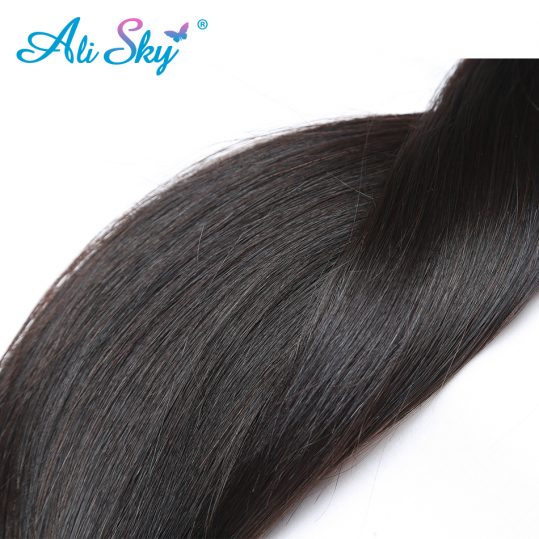 Ali Sky Brazilian straight  hair Natural Black 100% human hair Weave thick bundles 8-26inch freeshipping can be permed nonremy