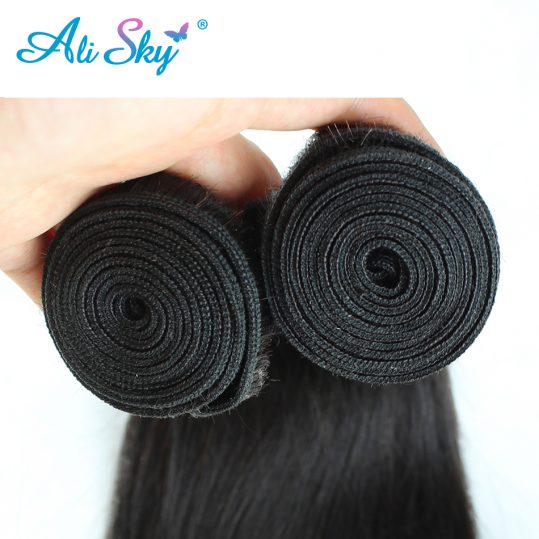 Ali Sky Brazilian straight  hair Natural Black 100% human hair Weave thick bundles 8-26inch freeshipping can be permed nonremy