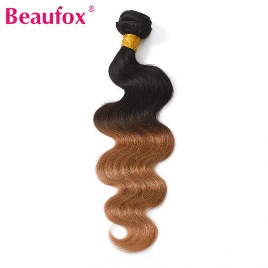 Beaufox Ombre Brazilian Hair Body Wave Blonde Human Hair Weave 2 Tone 1B/27 Color Can Buy 3 or 4 Bundles Non-remy Hair
