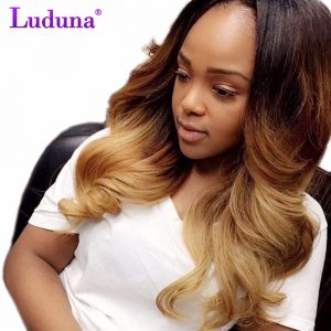 Luduna Ombre Brazilian Hair Body Wave Ombre Human Hair Brazilian Hair Weave Bundles 1B/27 Color Non-remy Hair Can Buy 3 Or 4 Pcs