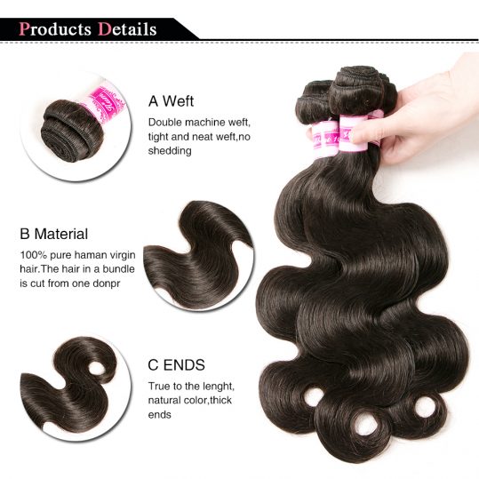 Brazilian Body Wave Bundles 100% Human Hair Weave Extension Brazilian Hair Weave 100g/Piece Natural Black Vallbest Non Remy Hair