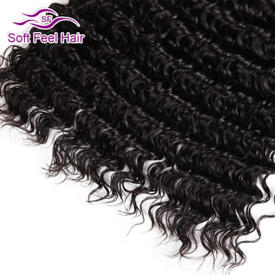 Soft Feel Hair Brazilian Deep Wave 1 Piece Human Hair Extensions 8-28 Inch Non Remy Hair Weave Bundles Natural Color Free Ship