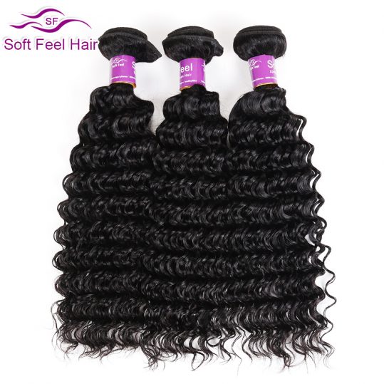 Soft Feel Hair Brazilian Deep Wave 1 Piece Human Hair Extensions 8-28 Inch Non Remy Hair Weave Bundles Natural Color Free Ship