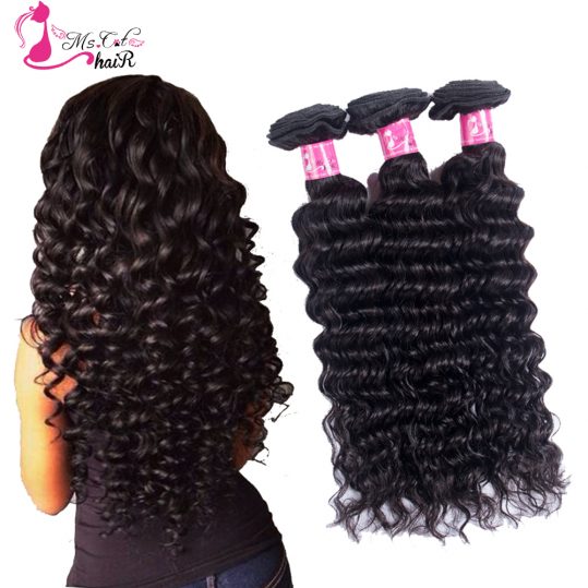 Deep Wave Brazilian Hair Ms Cat Hair 1 Bundle Natural Color 100% Human Hair Weave Non Remy Hair Extensions Free Shipping