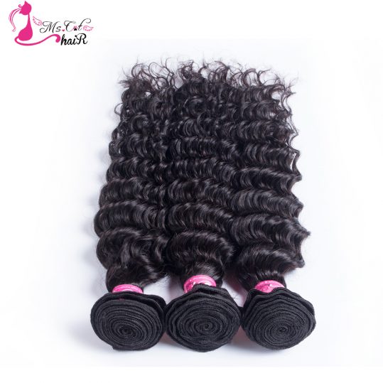 Deep Wave Brazilian Hair Ms Cat Hair 1 Bundle Natural Color 100% Human Hair Weave Non Remy Hair Extensions Free Shipping