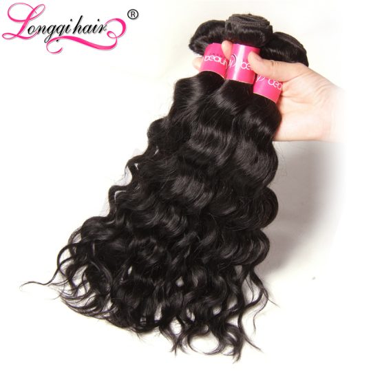 Longqi Hair Brazilian Water Wave Bundles Non Remy Hair Natural Color 100% Human Hair Weaving 10"-26" Free Shipping