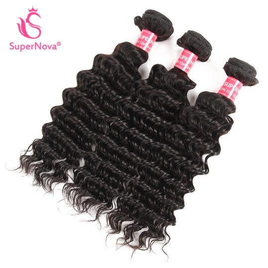 Supernova hair Brazilian  1 piece Deep Wave 100%  Human Hair Bundles Natural Black Color Shipping Free Non-Remy Hair