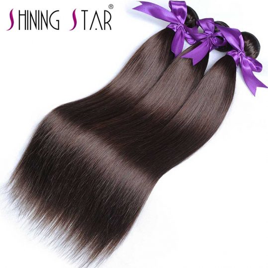 Light Brown Brazilian Color 4 Straight Hair Weave Bundles 100% Human Hair Extensions Shining Star Non-Remy 10-26 1Pc full bundle