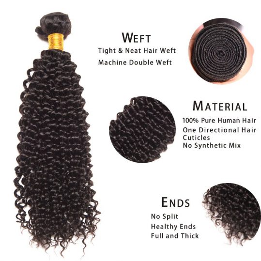 Beyo Brazilian Kinky Curly Hair Weave Bundles 10-26 Inch 100% Human Hair Bundles Natural Color 1 PCS Non-Remy Hair Free Shipping