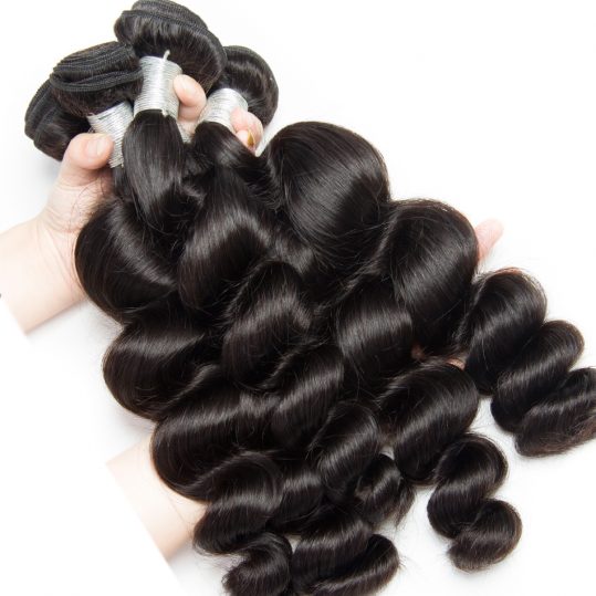 Alibele Hair Peruvian Loose Wave 100% Human Hair Weave Bundles Remy Hair Weft Color 1B Can Be Dyed And Bleached Free Shipping