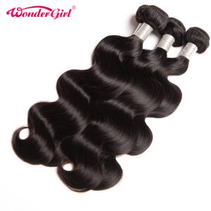 Wonder girl Peruvian Body Wave Bundles 100% Human Hair Bundles Natural Color Remy Hair Weaving 1PC Hair Extensions Can Be Dyed