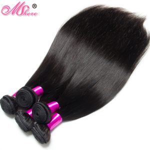 Mshere Hair Peruvian Straight Hair Weave Bundle 100% Human Hair Extension 1Piece Remy Hair Double Weft Natural Black Can Be Dyed