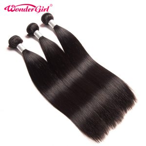 Wonder girl Peruvian Straight Hair Extension Natural Black Human Hair Bundles Can Be Dyed Remy Hair Weave Bundles 1PC
