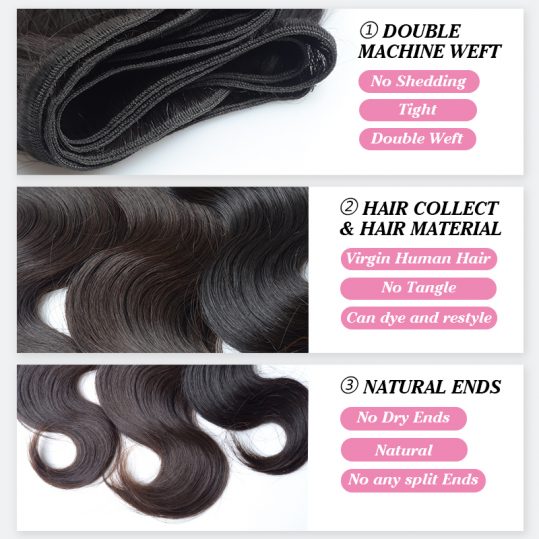JVH Peruvian Body Wave Human Hair Weave Bundles Remy Hair Extensions Machine Double Weft Natural Color 8"- 28"Inch